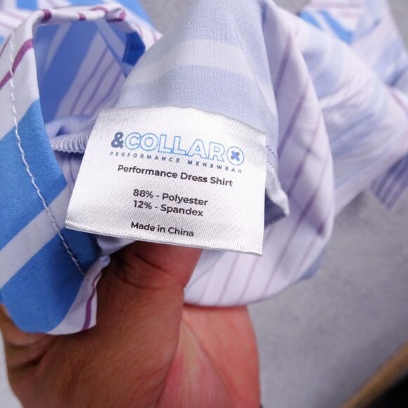 &Collar Shirt Mens Small‎ Multicolored Striped Button Up Oceanside Performance - Picture 10 of 11